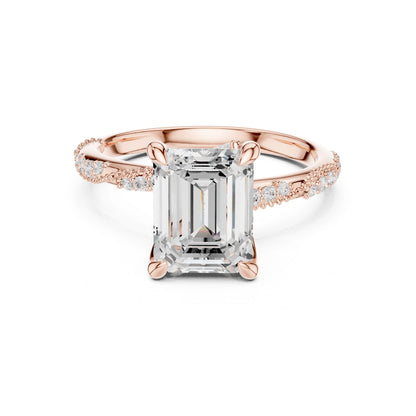 Emerald Lab Grown Diamond Pave Engagement Ring