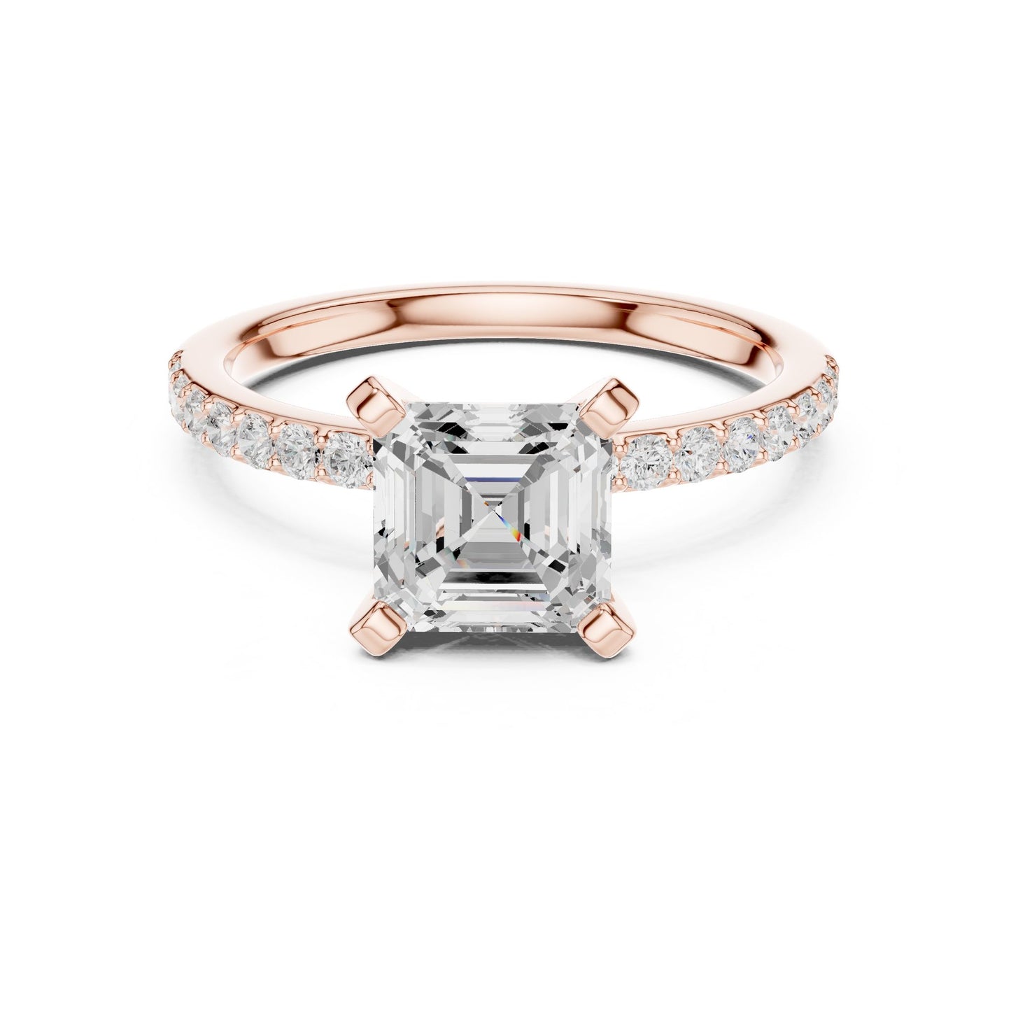 Emerald Lab Grown Diamond Pave Engagement Ring