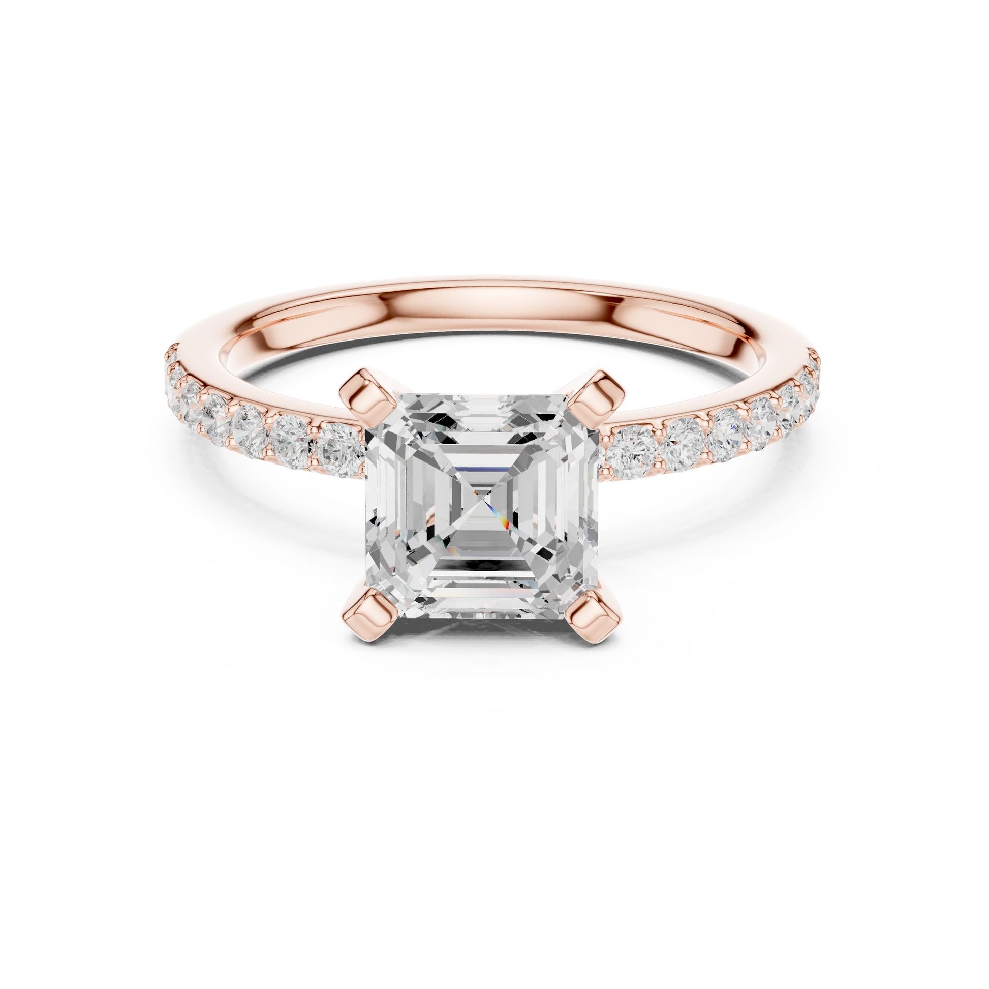 Emerald Lab Grown Diamond Pave Engagement Ring