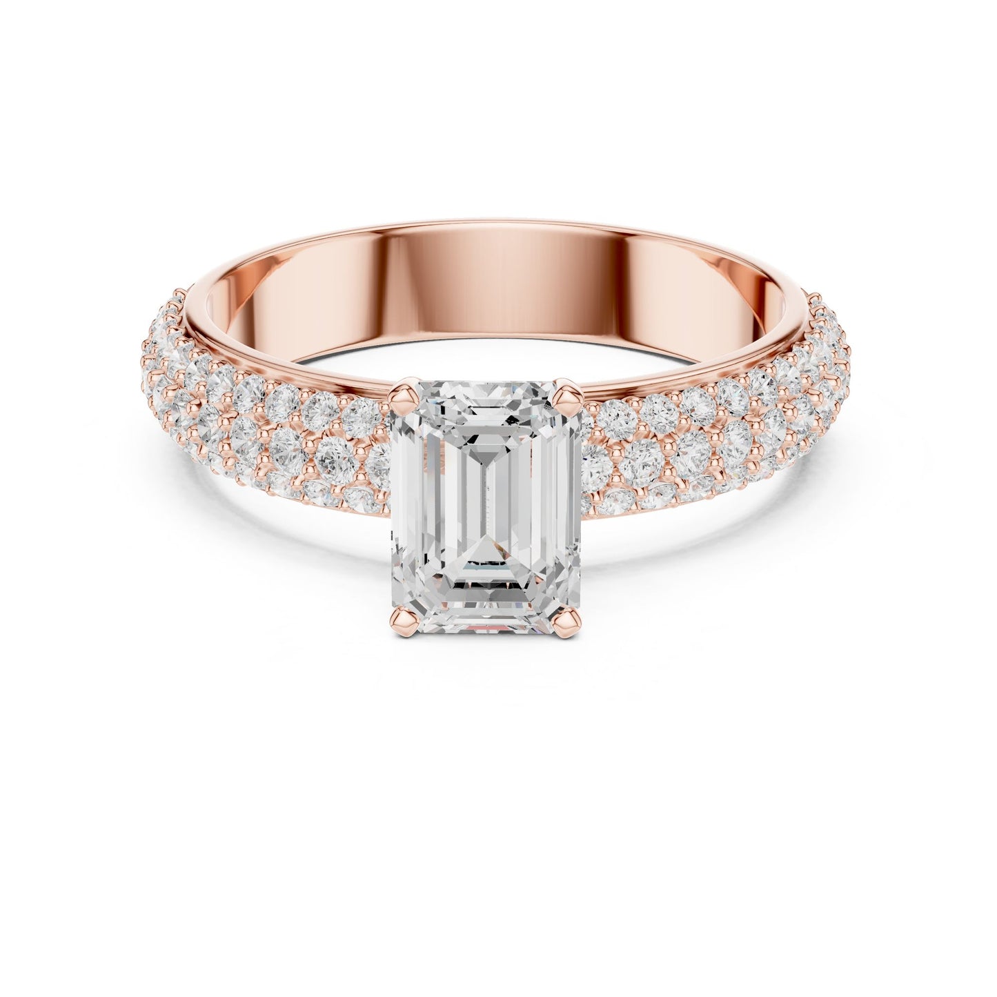 Emerald Lab Grown Diamond Pave Engagement Ring