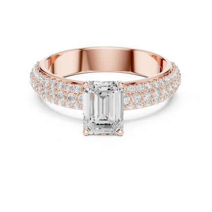 Emerald Lab Grown Diamond Pave Engagement Ring