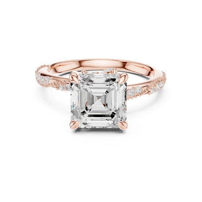 Emerald Lab Grown Diamond Pave Engagement Ring