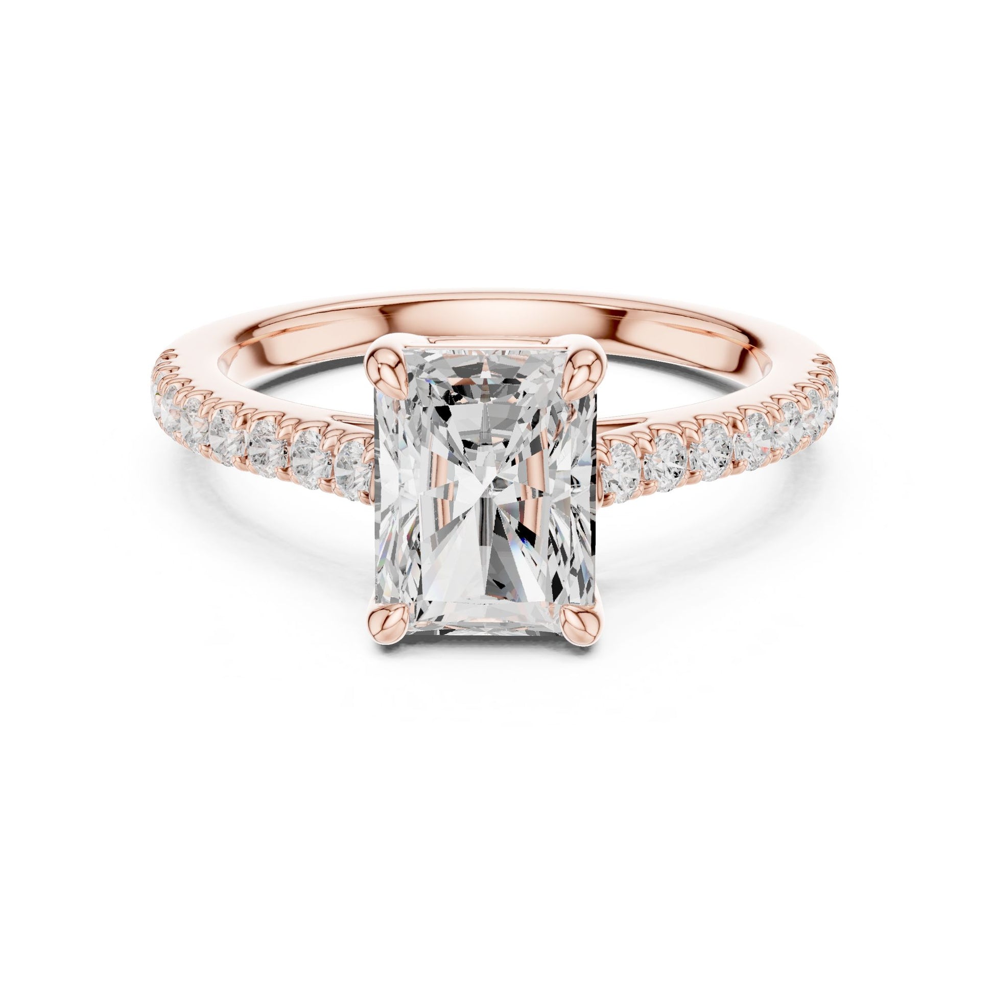 Emerald Lab Grown Diamond Pave Engagement Ring