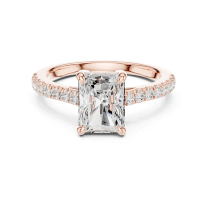 Emerald Lab Grown Diamond Pave Engagement Ring