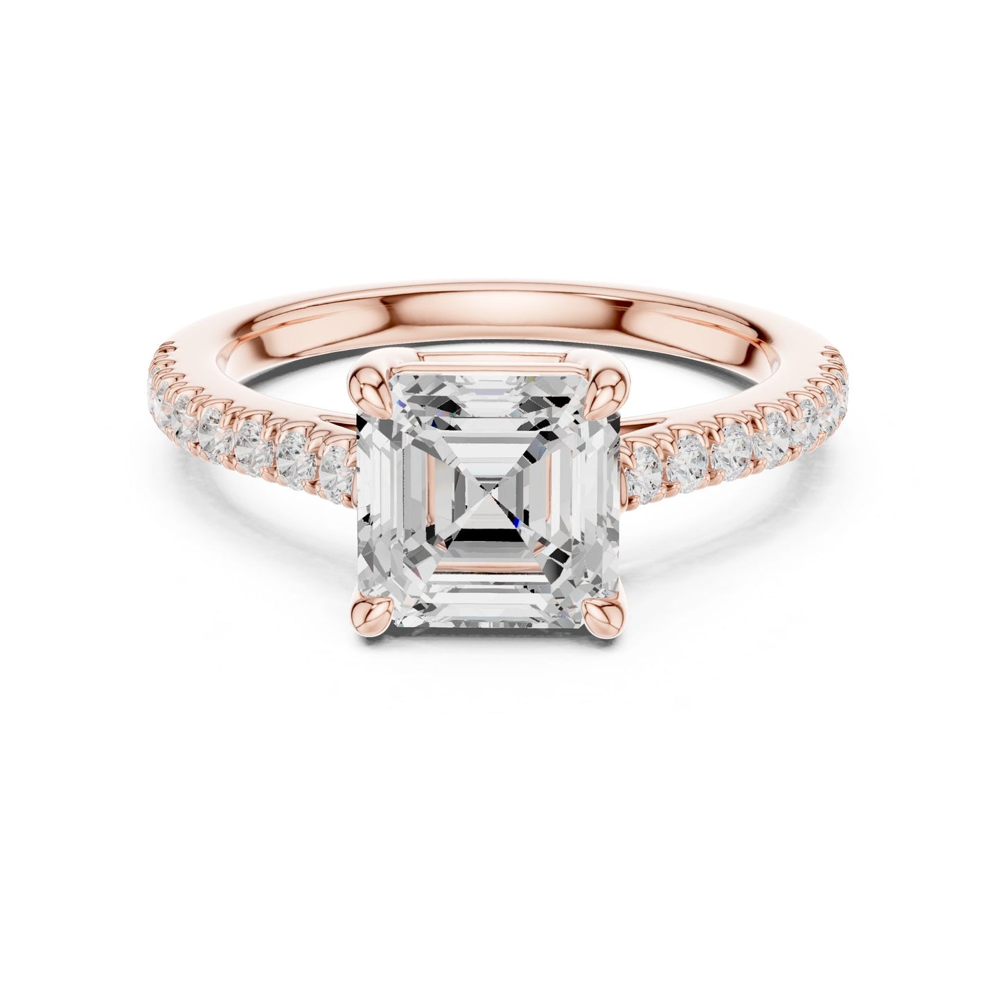 Emerald Lab Grown Diamond Pave Engagement Ring