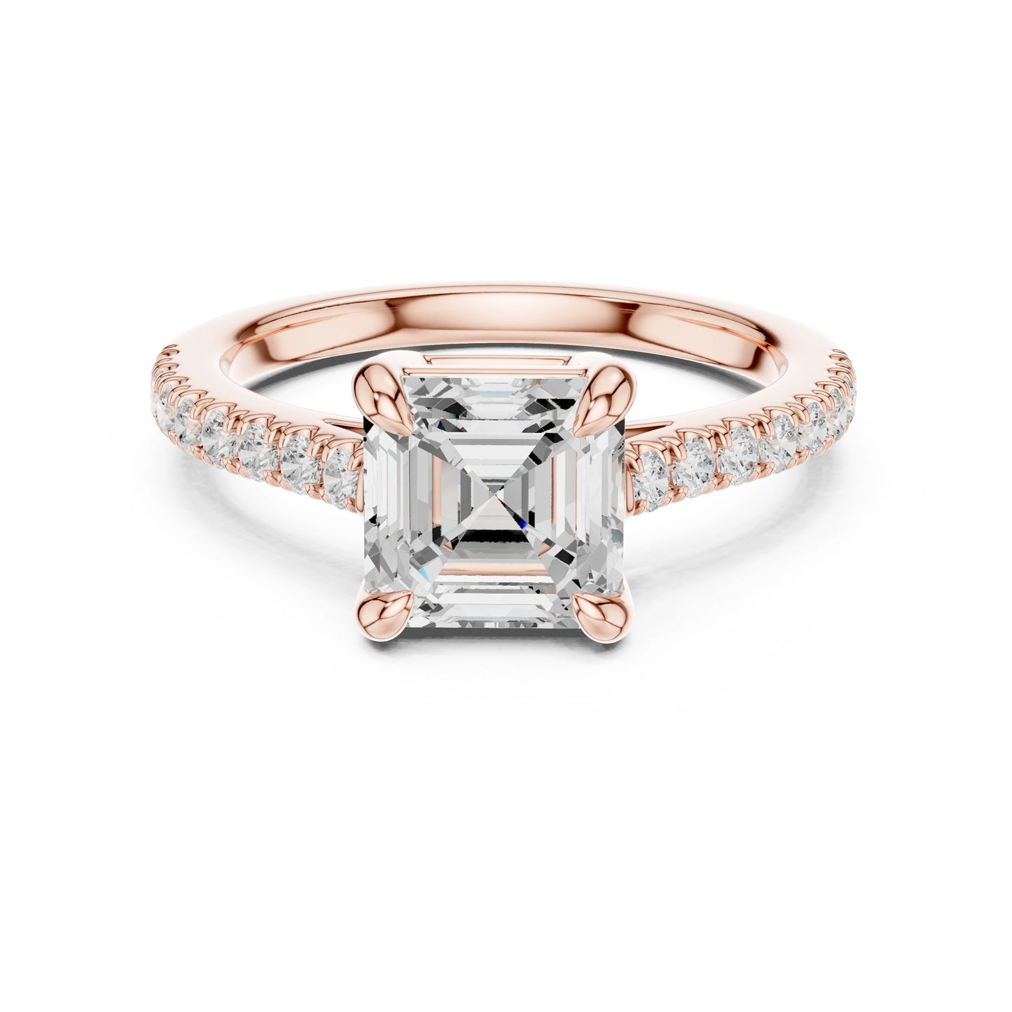 Emerald Lab Grown Diamond Pave Engagement Ring