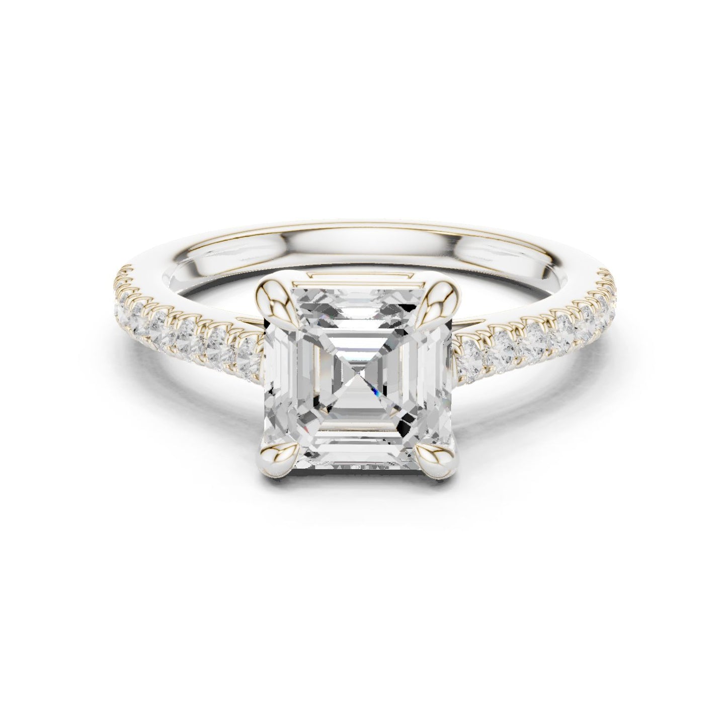 Emerald Lab Grown Diamond Pave Engagement Ring