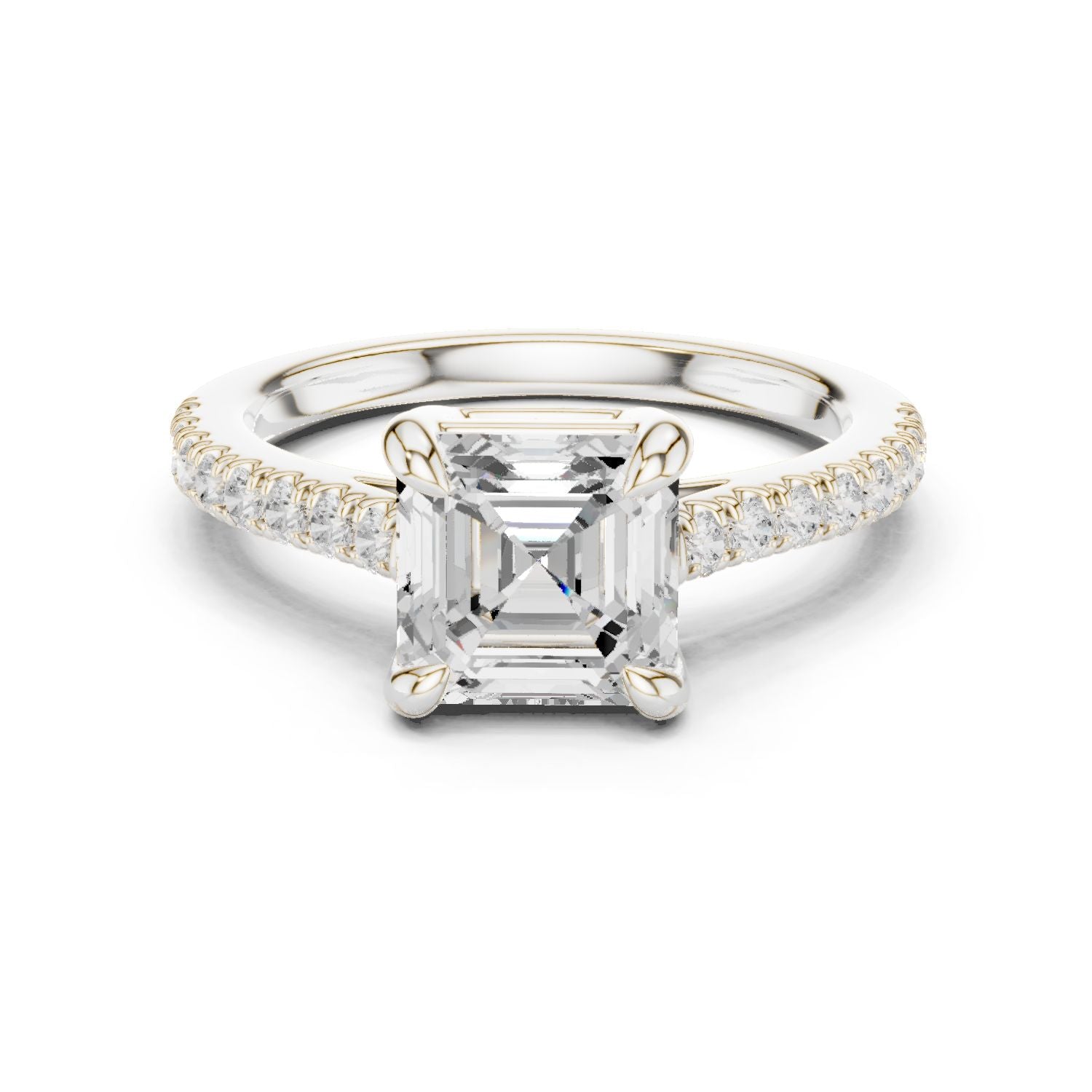Emerald Lab Grown Diamond Pave Engagement Ring