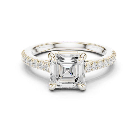 Emerald Lab Grown Diamond Pave Engagement Ring