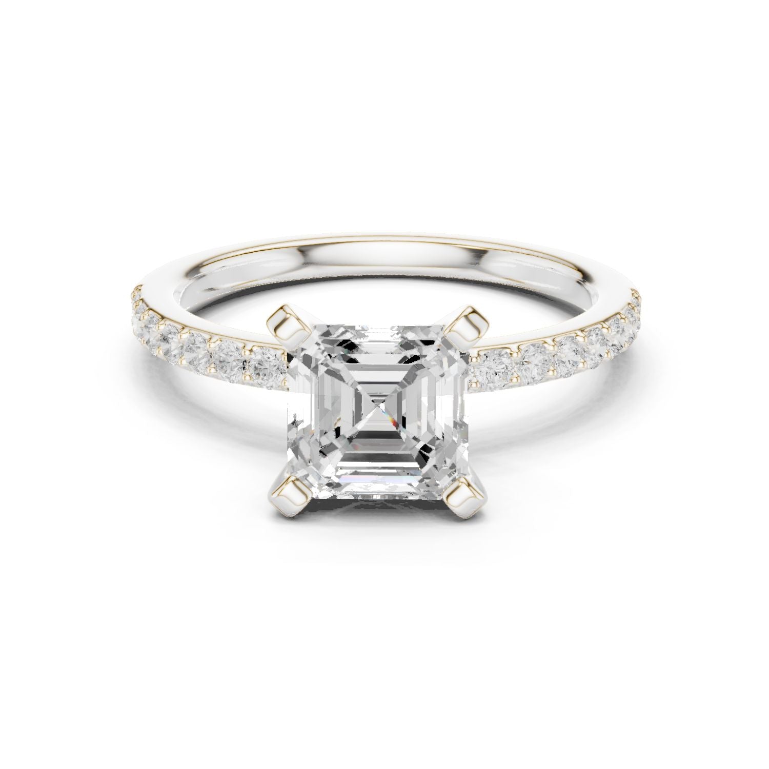 Emerald Lab Grown Diamond Pave Engagement Ring
