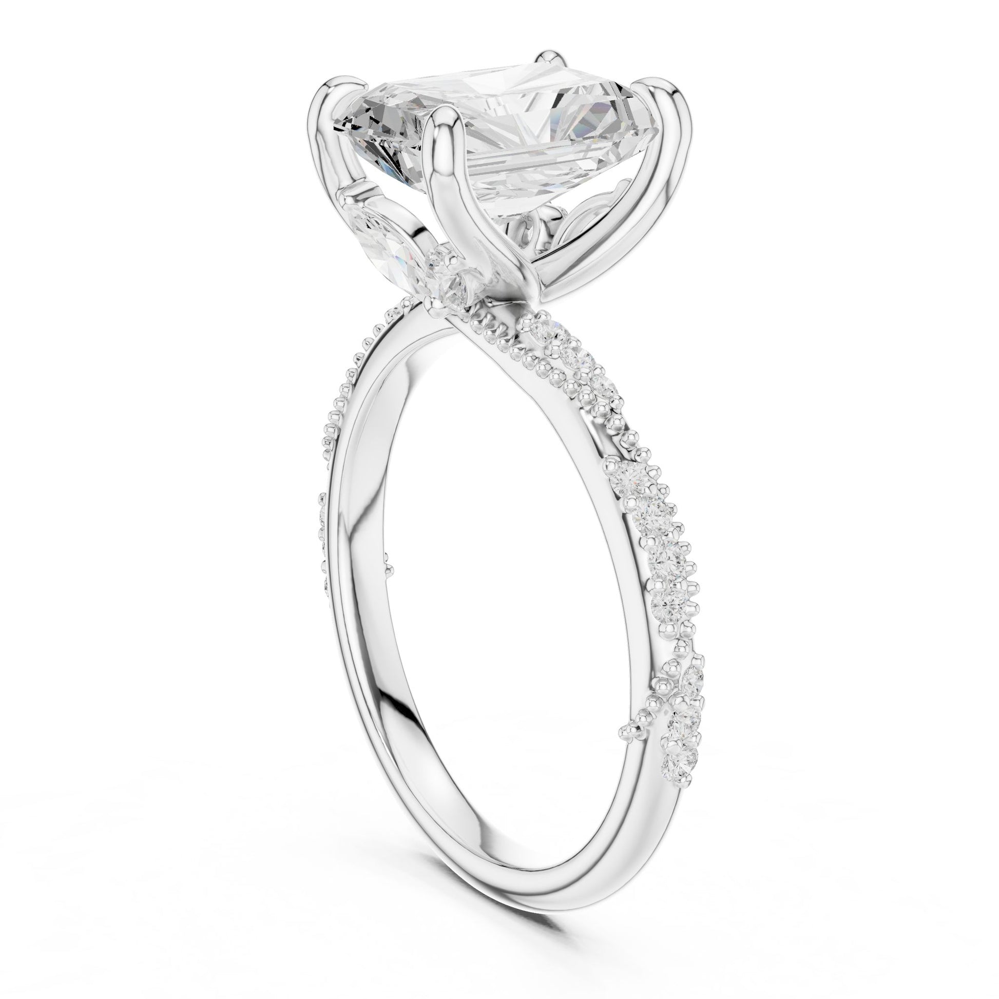 Emerald Lab Grown Diamond Pave Engagement Ring