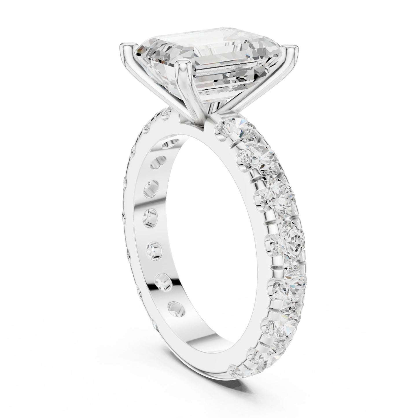 Emerald Lab Grown Diamond Pave Engagement Ring