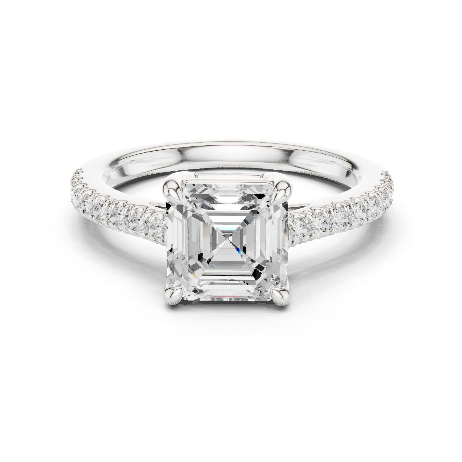 Emerald Lab Grown Diamond Pave Engagement Ring