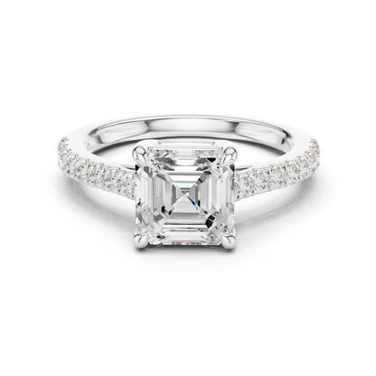 Emerald Lab Grown Diamond Pave Engagement Ring