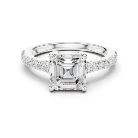 Emerald Lab Grown Diamond Pave Engagement Ring