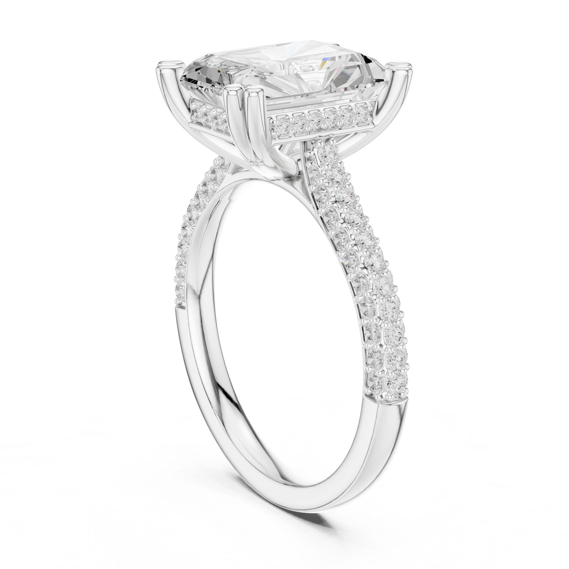 Emerald Lab Grown Diamond Pave Engagement Ring