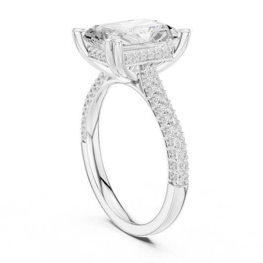 Emerald Lab Grown Diamond Pave Engagement Ring