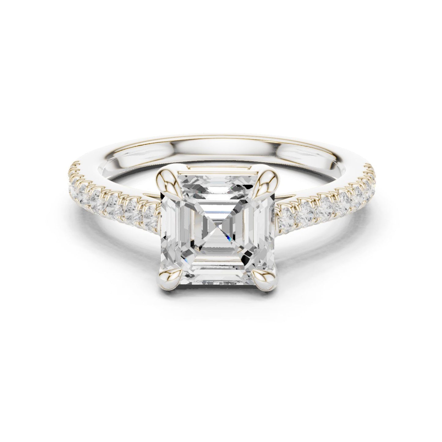 Emerald Lab Grown Diamond Pave Engagement Ring