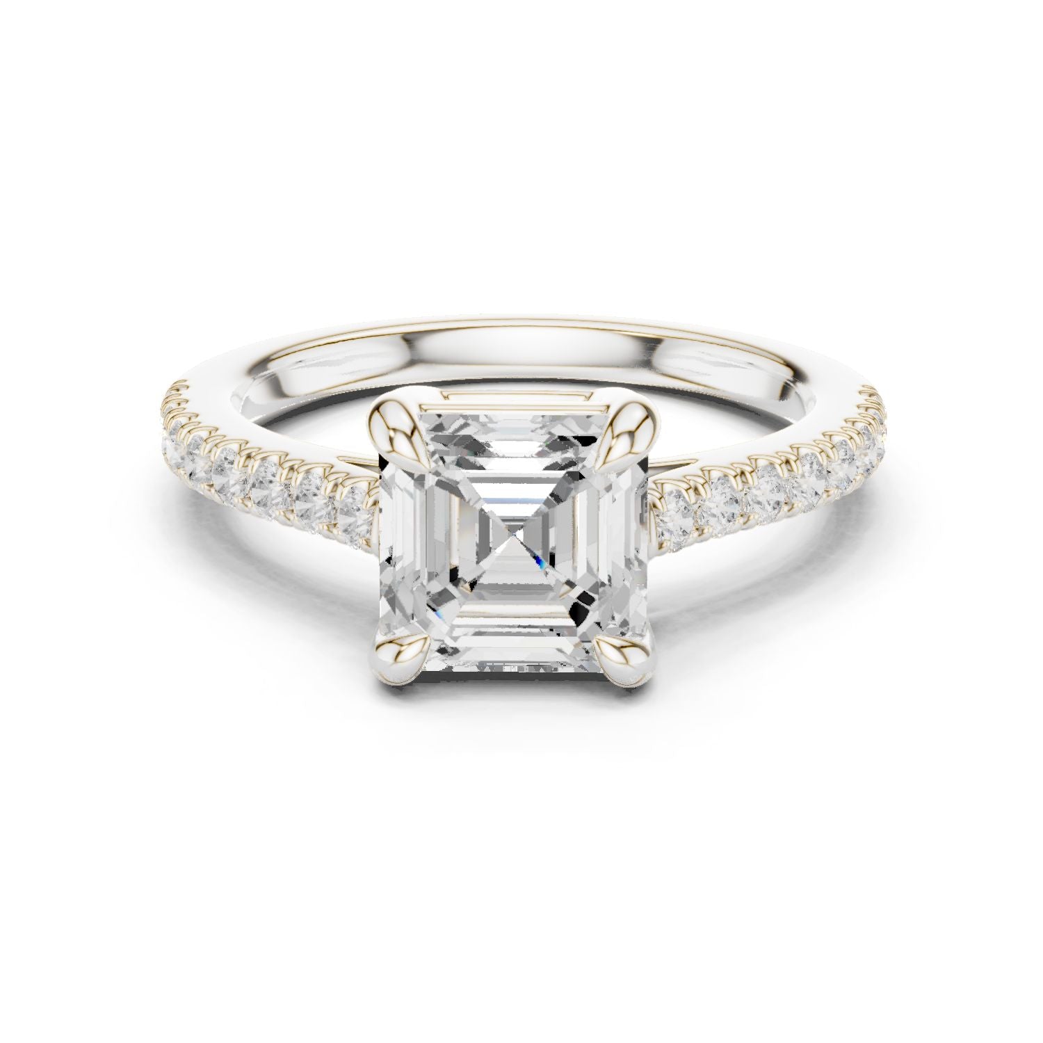 Emerald Lab Grown Diamond Pave Engagement Ring