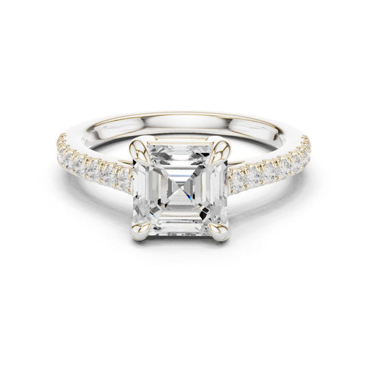 Emerald Lab Grown Diamond Pave Engagement Ring
