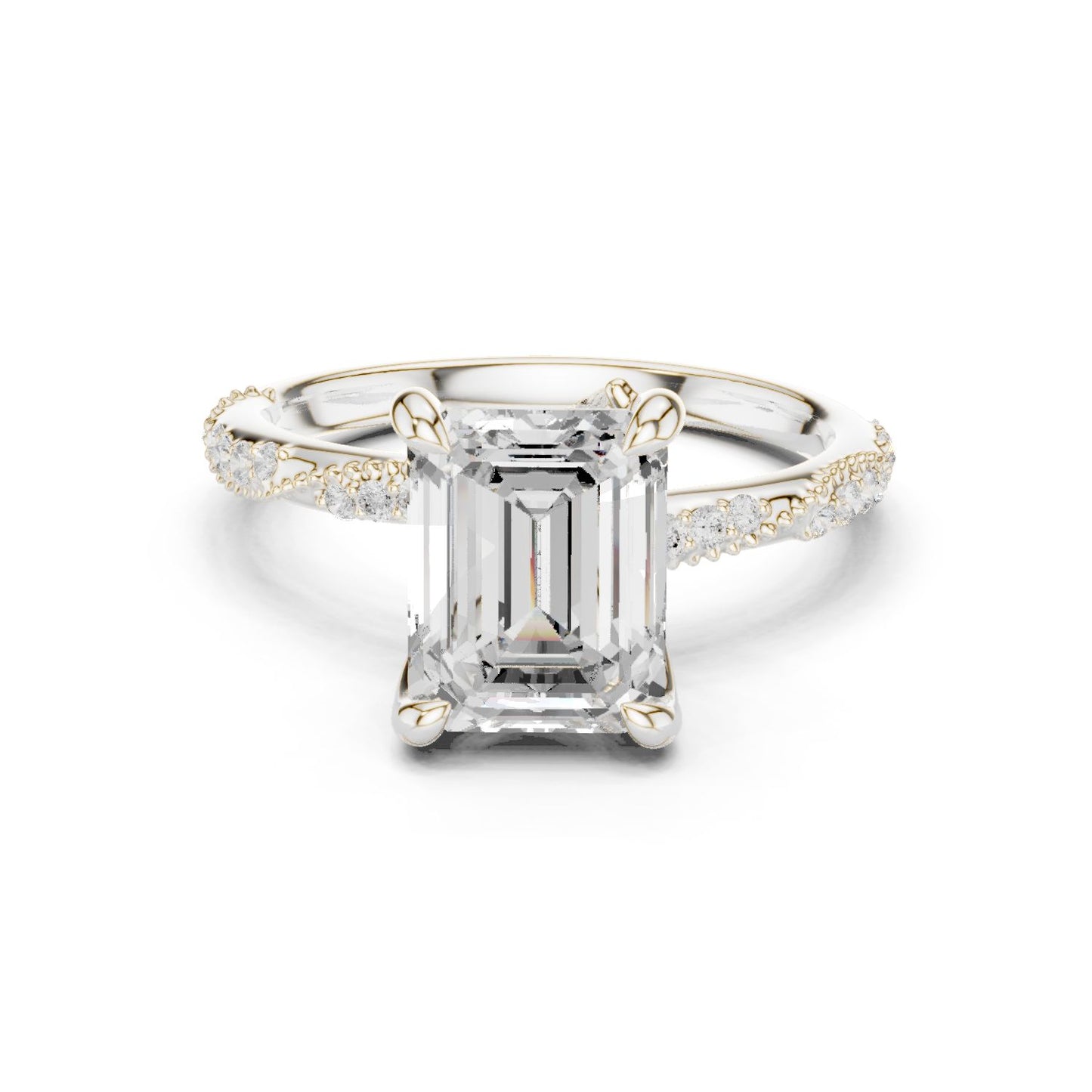 Emerald Lab Grown Diamond Pave Engagement Ring