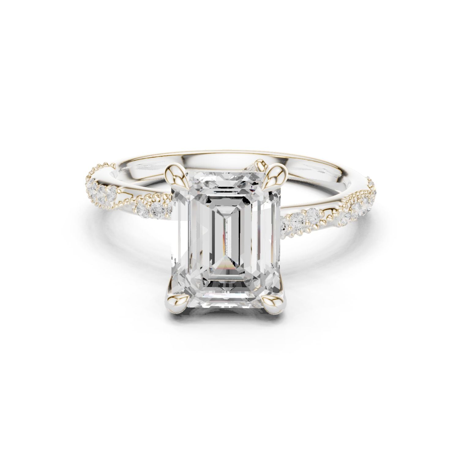 Emerald Lab Grown Diamond Pave Engagement Ring
