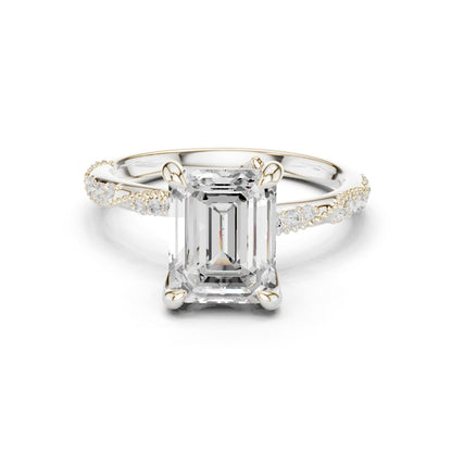 Emerald Lab Grown Diamond Pave Engagement Ring
