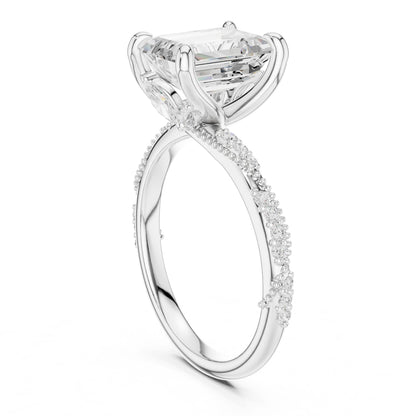 Emerald Lab Grown Diamond Pave Engagement Ring