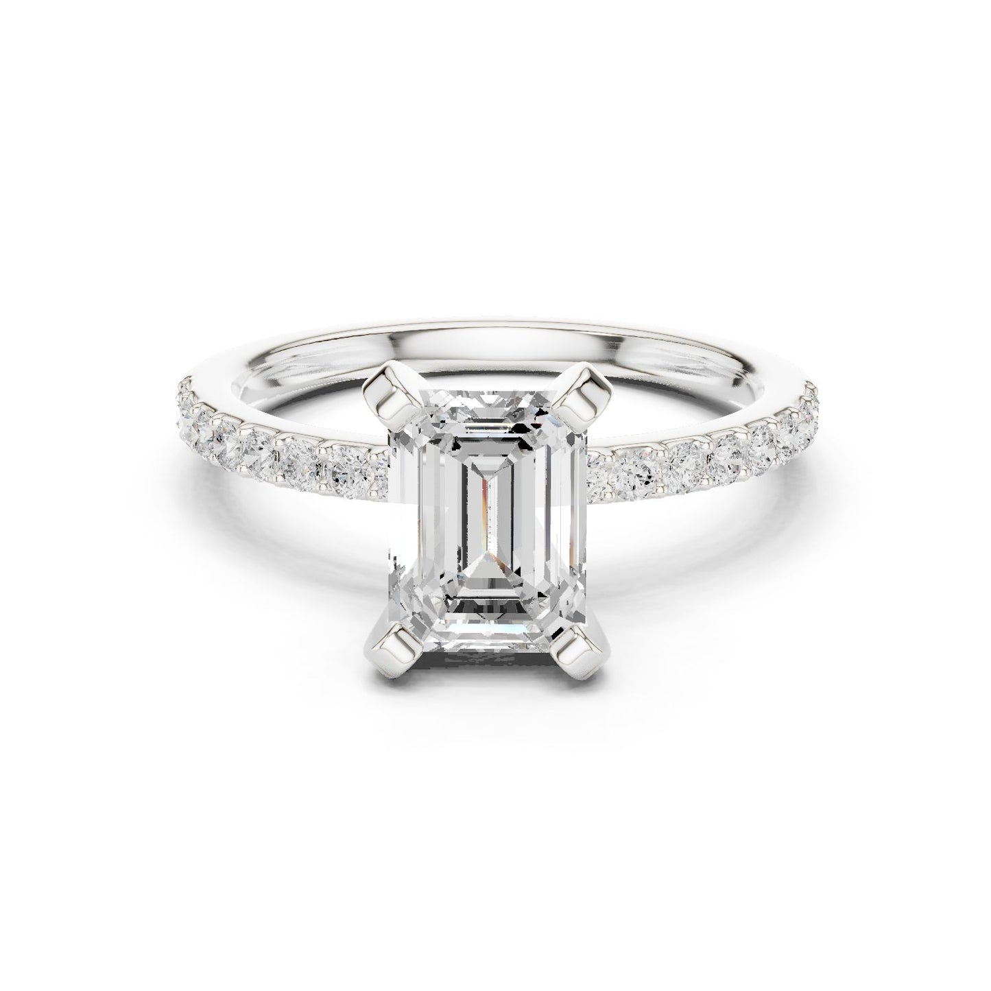 Emerald Lab Grown Diamond Pave Engagement Ring