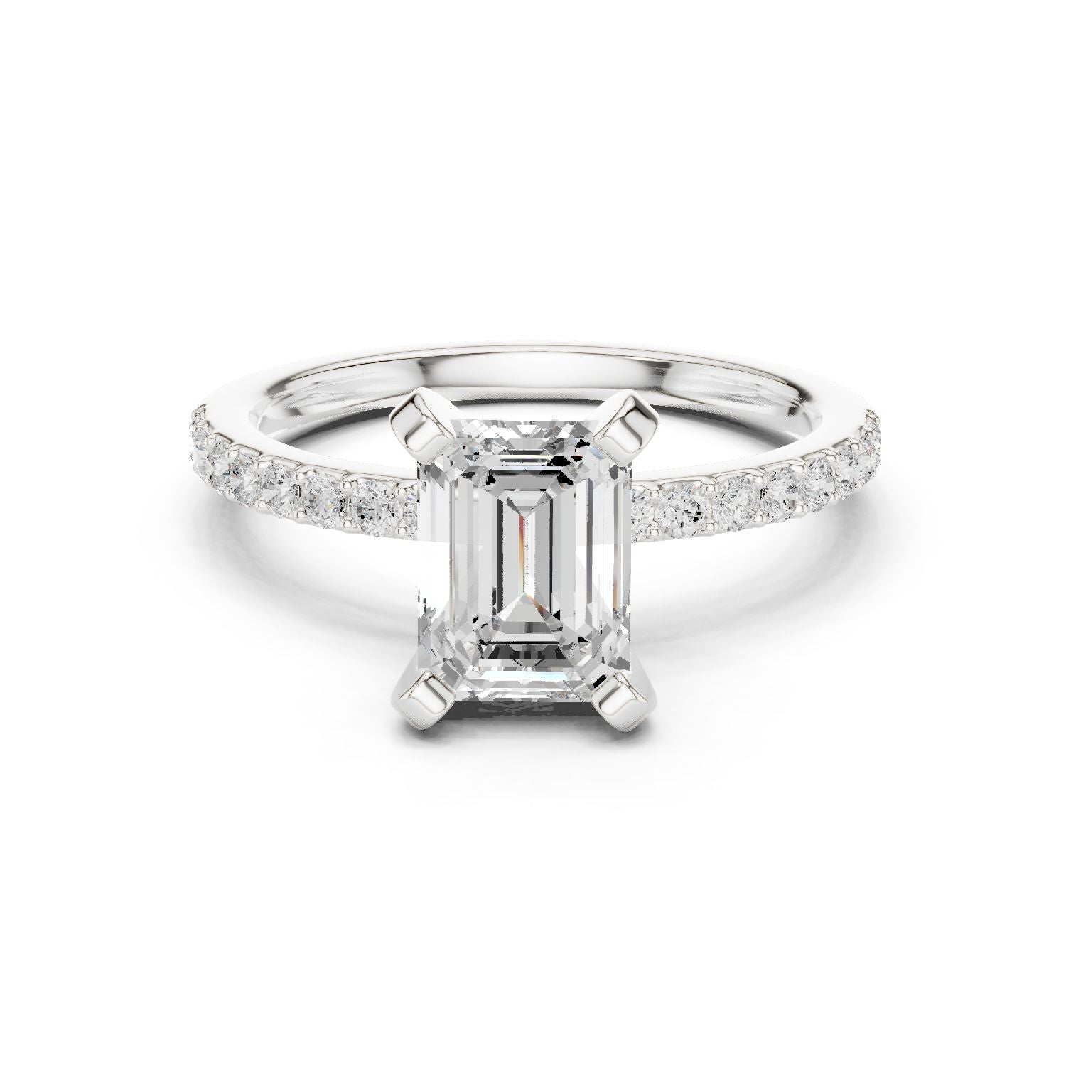 Emerald Lab Grown Diamond Pave Engagement Ring