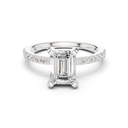 Emerald Lab Grown Diamond Pave Engagement Ring