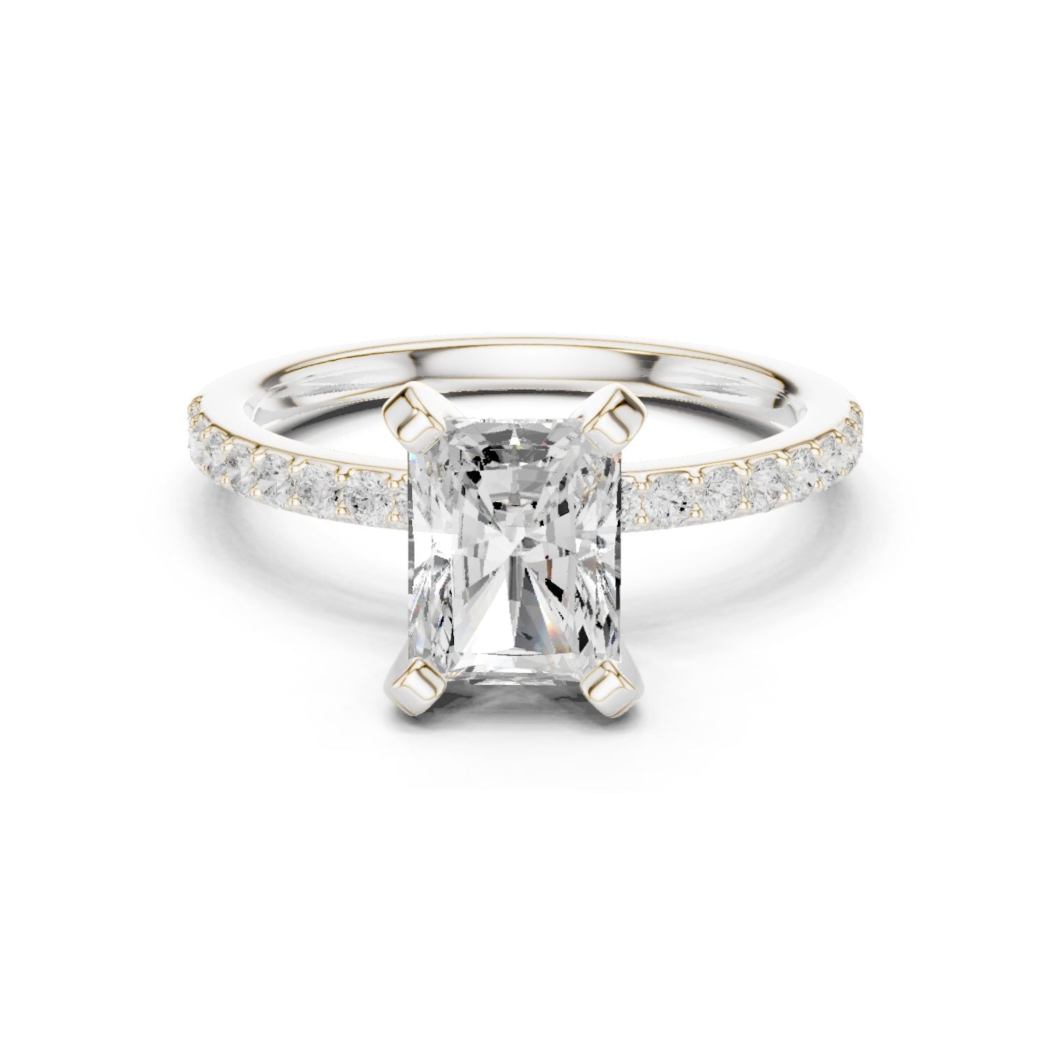 Emerald Lab Grown Diamond Pave Engagement Ring