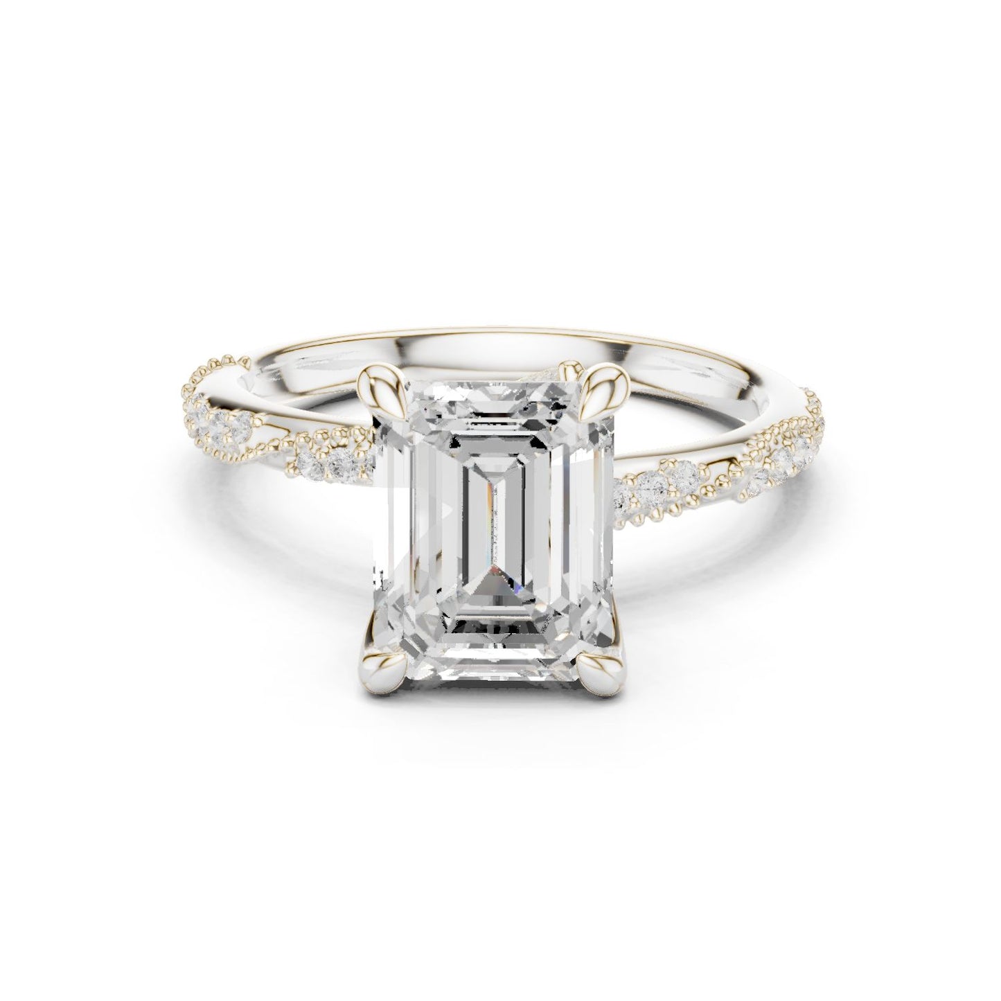 Emerald Lab Grown Diamond Pave Engagement Ring