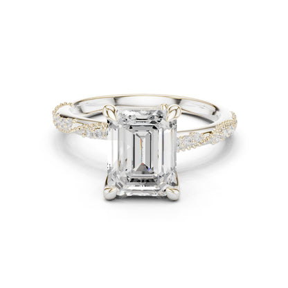 Emerald Lab Grown Diamond Pave Engagement Ring
