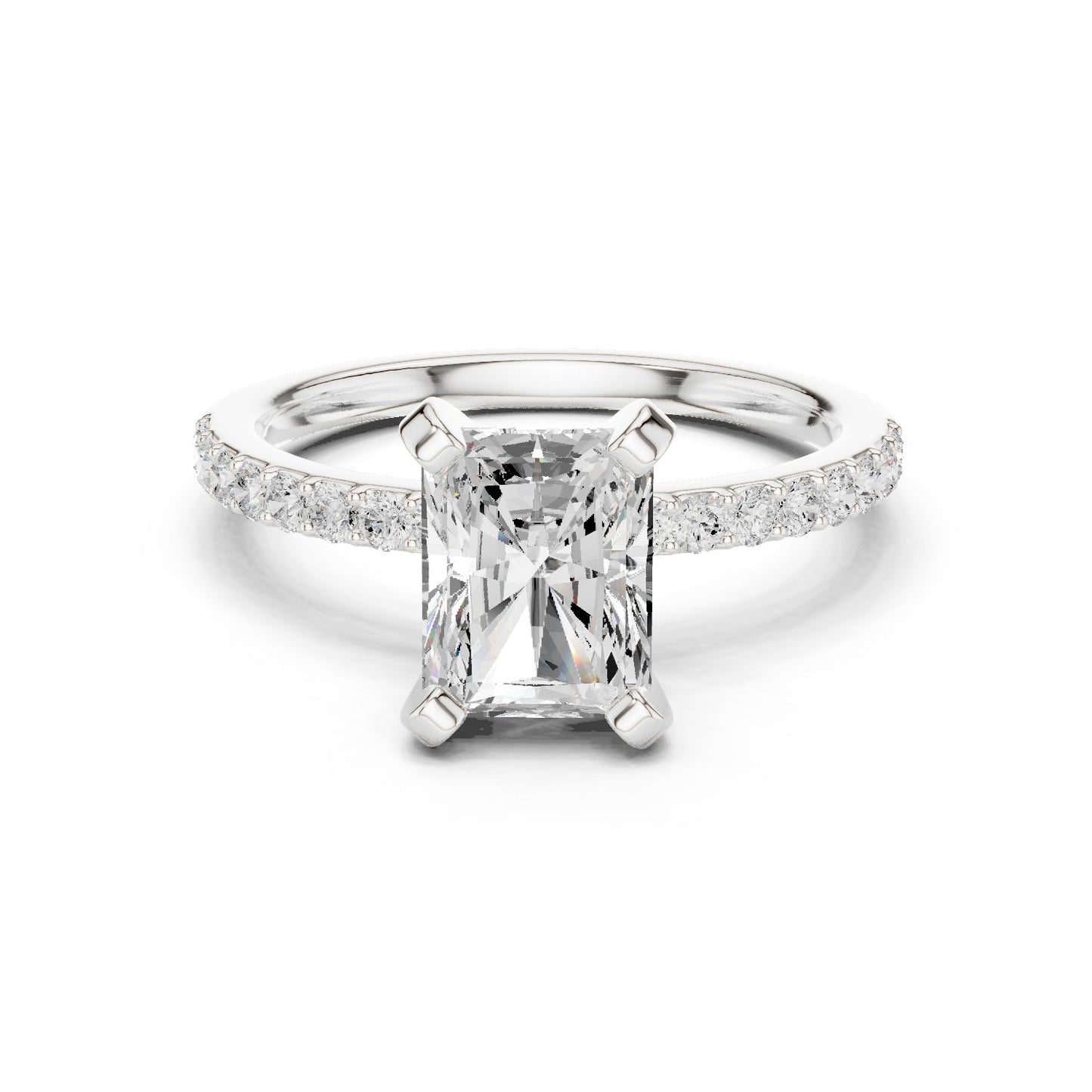 Emerald Lab Grown Diamond Pave Engagement Ring