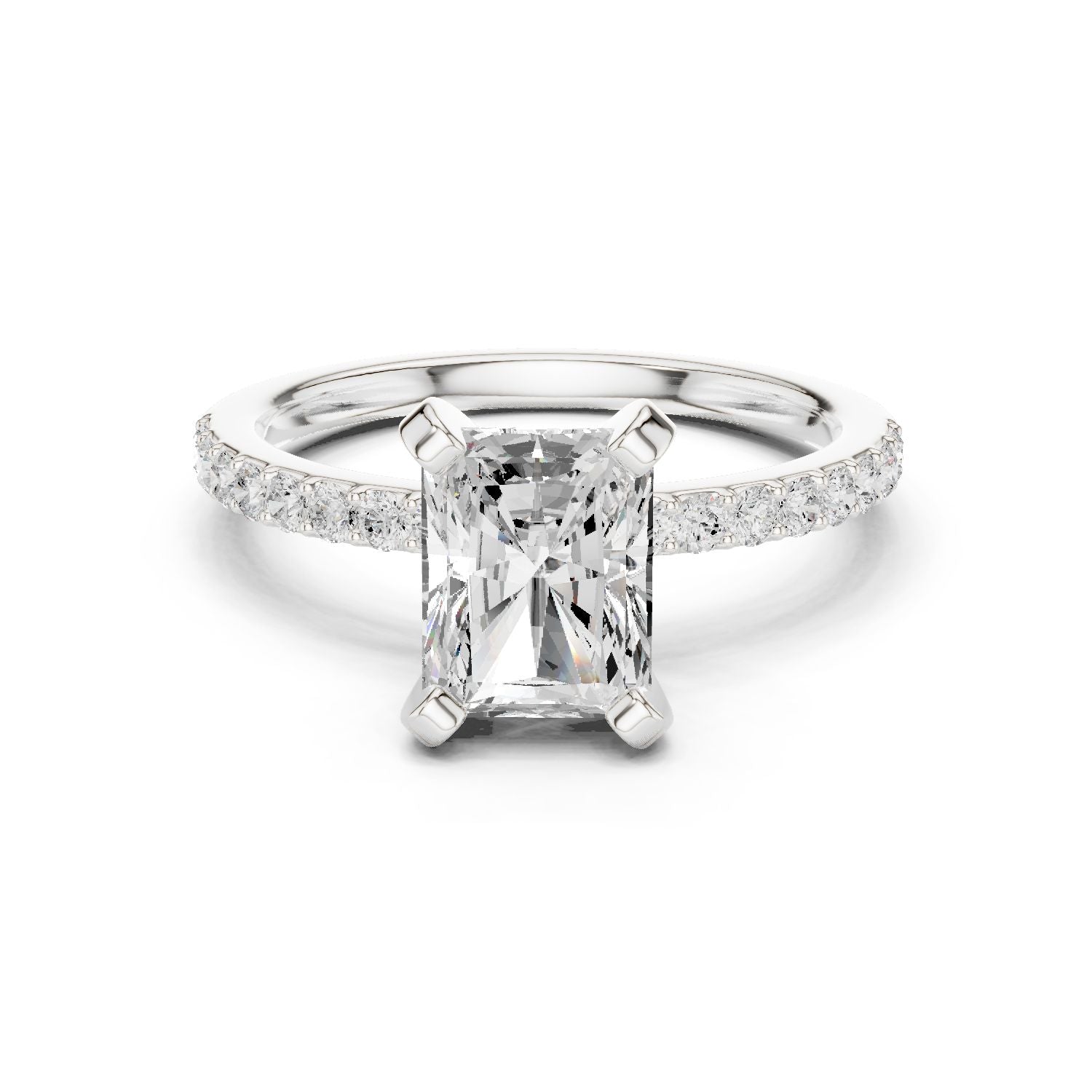 Emerald Lab Grown Diamond Pave Engagement Ring