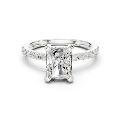 Emerald Lab Grown Diamond Pave Engagement Ring