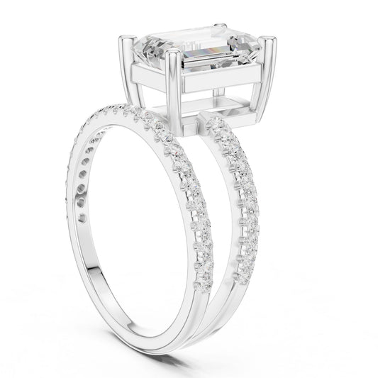 Emerald Lab Grown Diamond Pave Engagement Ring