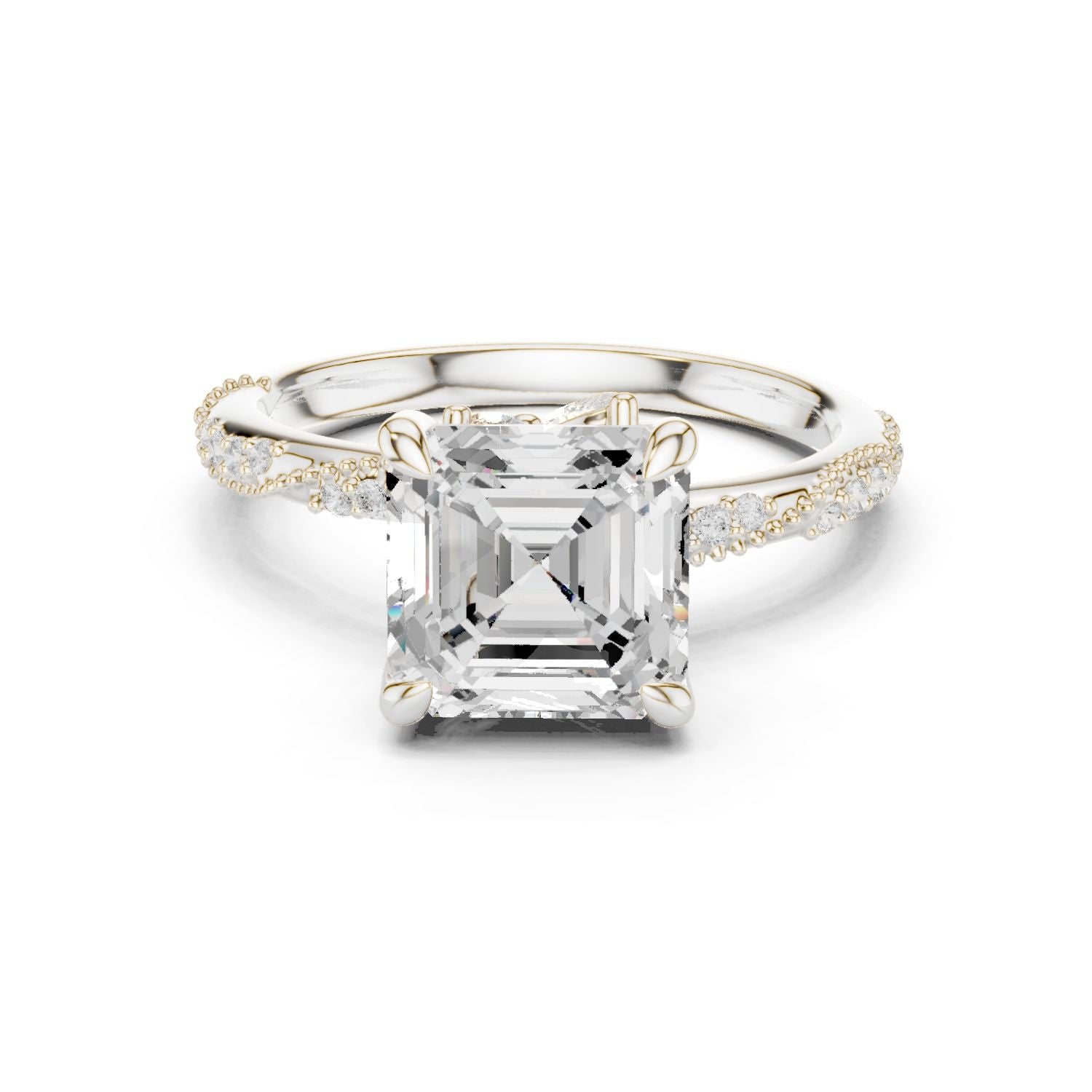 Emerald Lab Grown Diamond Pave Engagement Ring