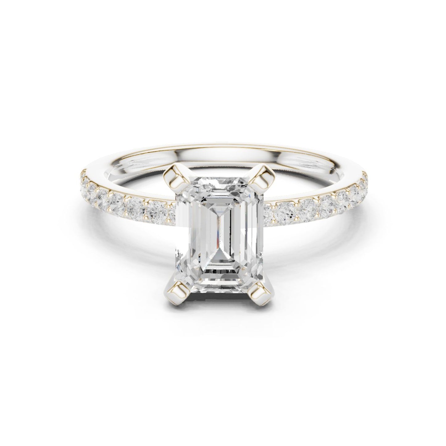 Emerald Lab Grown Diamond Pave Engagement Ring
