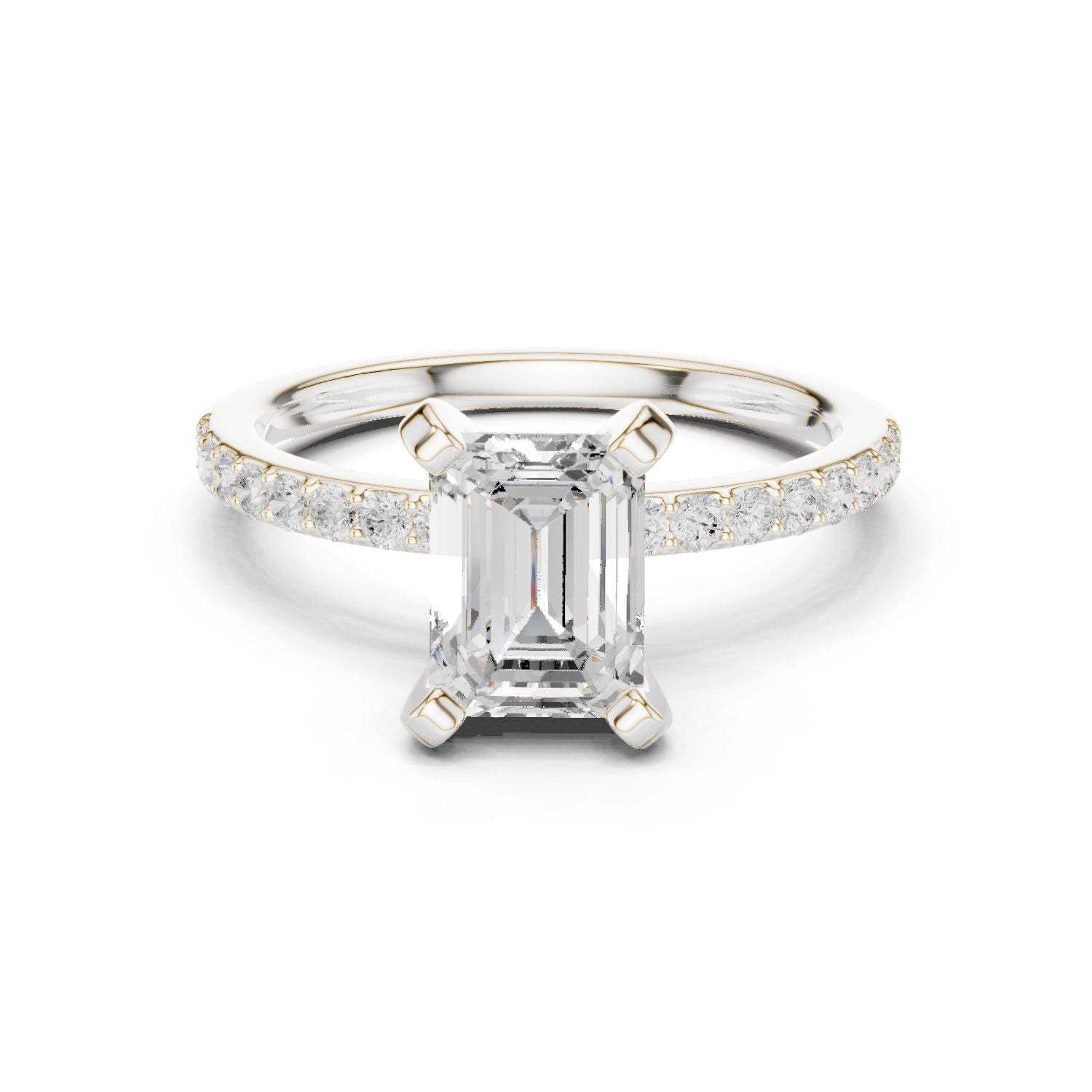 Emerald Lab Grown Diamond Pave Engagement Ring