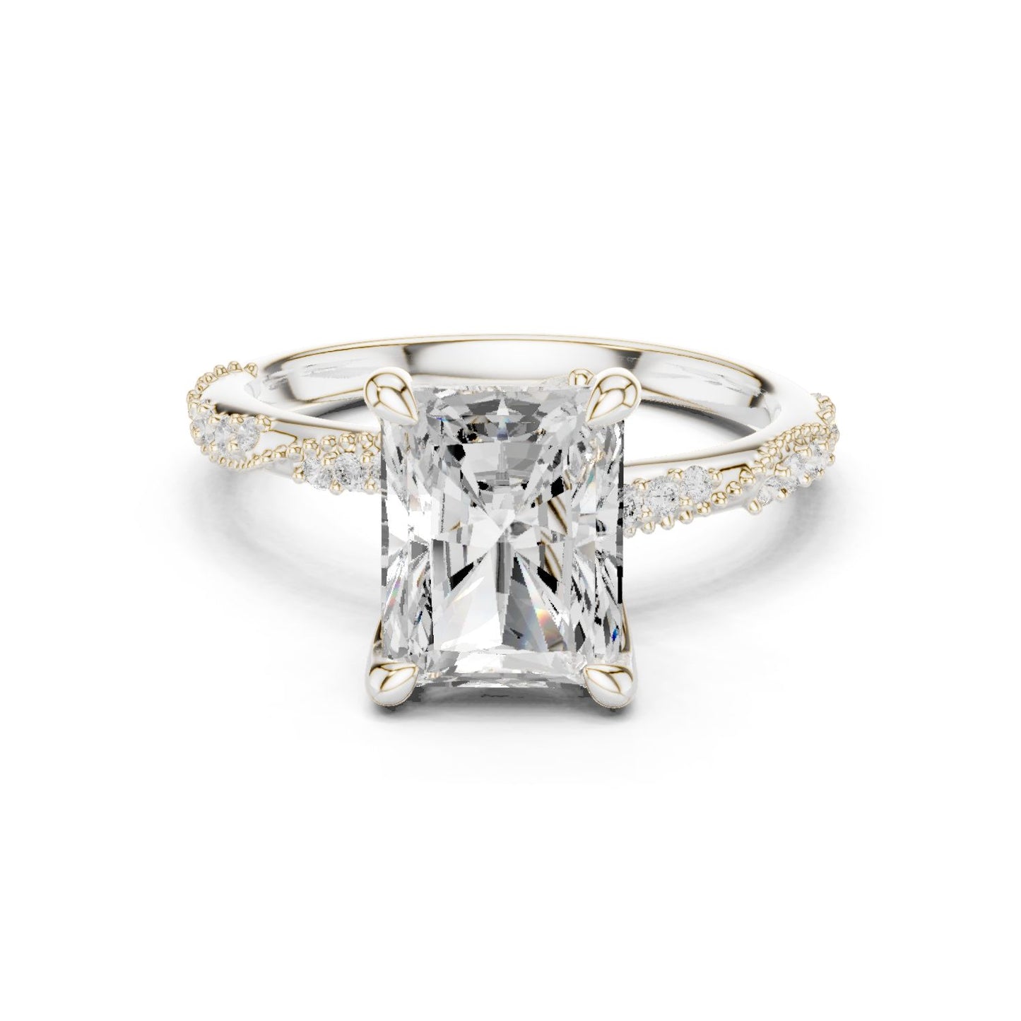 Emerald Lab Grown Diamond Pave Engagement Ring