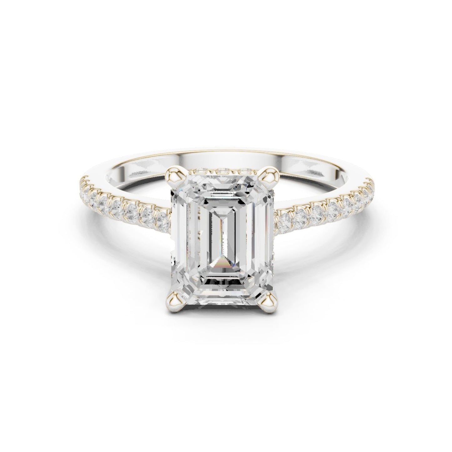 Emerald Lab Grown Diamond Pave Engagement Ring
