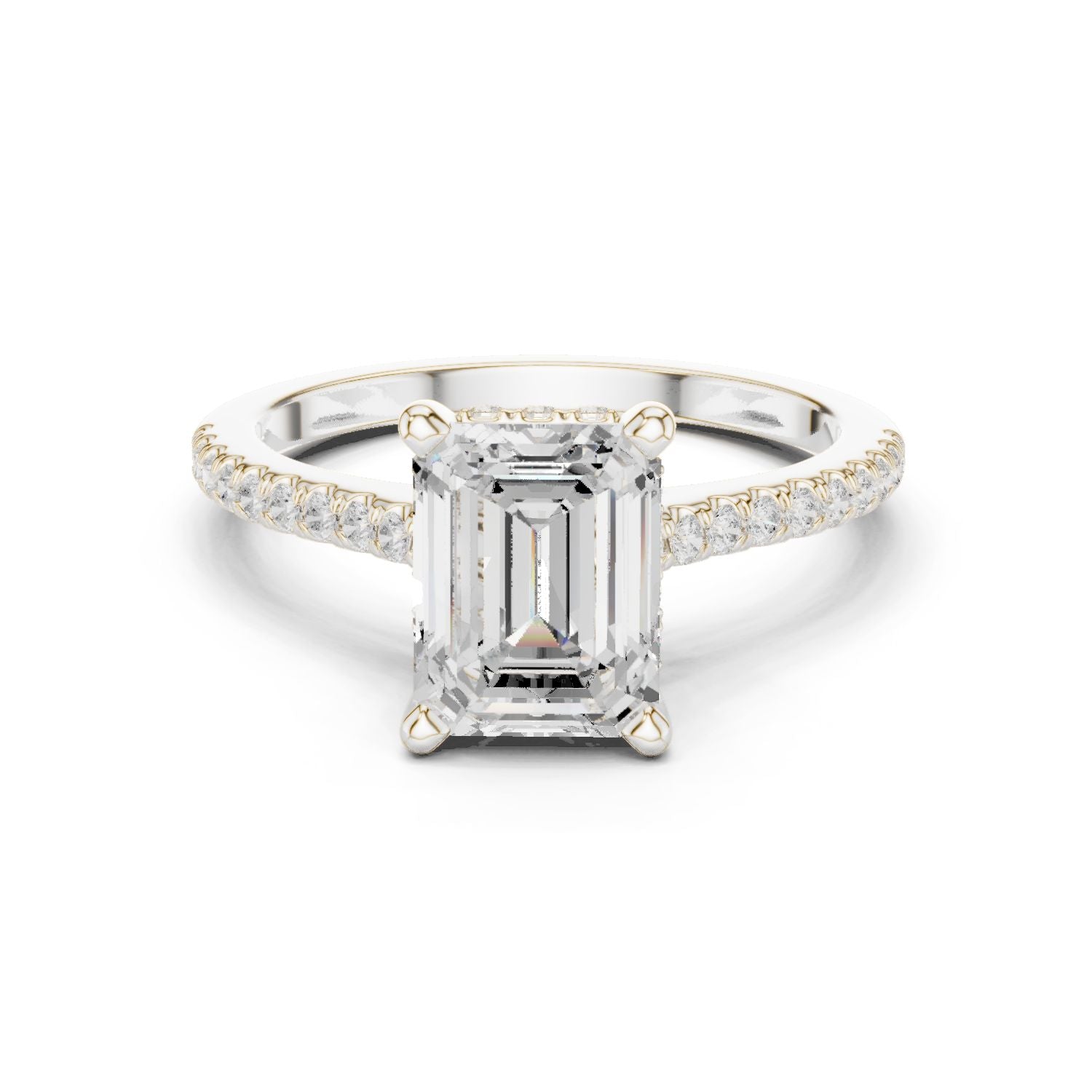 Emerald Lab Grown Diamond Pave Engagement Ring