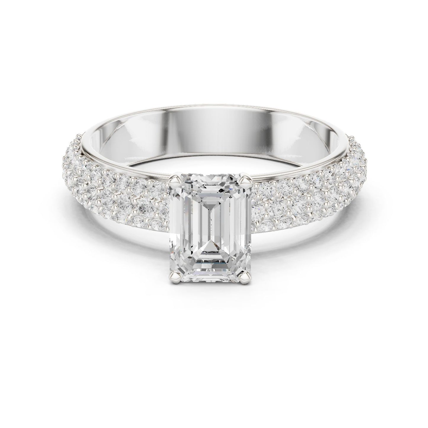 Emerald Lab Grown Diamond Pave Engagement Ring