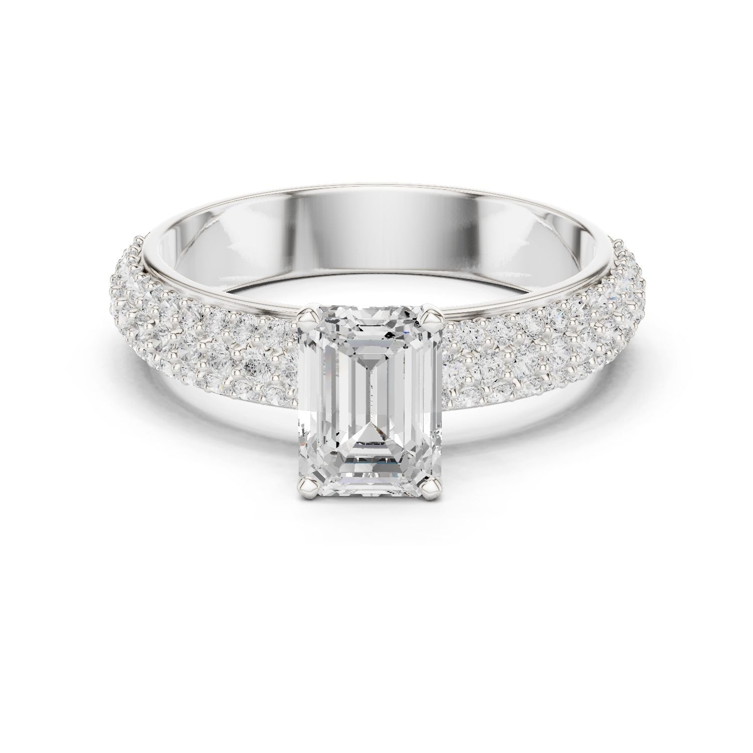 Emerald Lab Grown Diamond Pave Engagement Ring