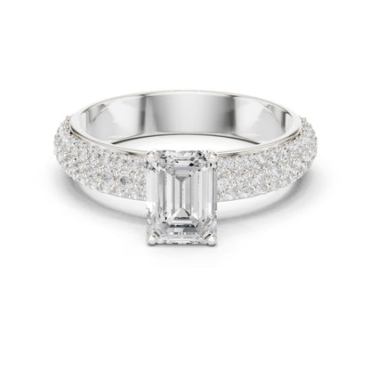 Emerald Lab Grown Diamond Pave Engagement Ring