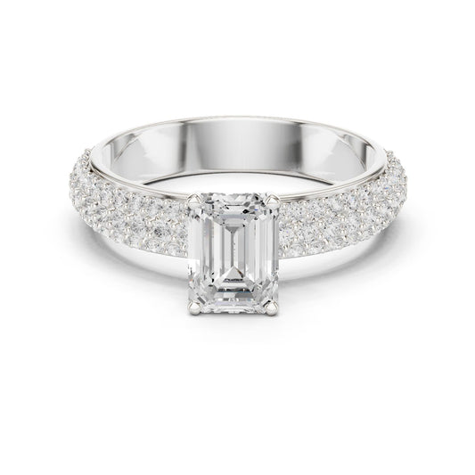 Emerald Lab Grown Diamond Pave Engagement Ring