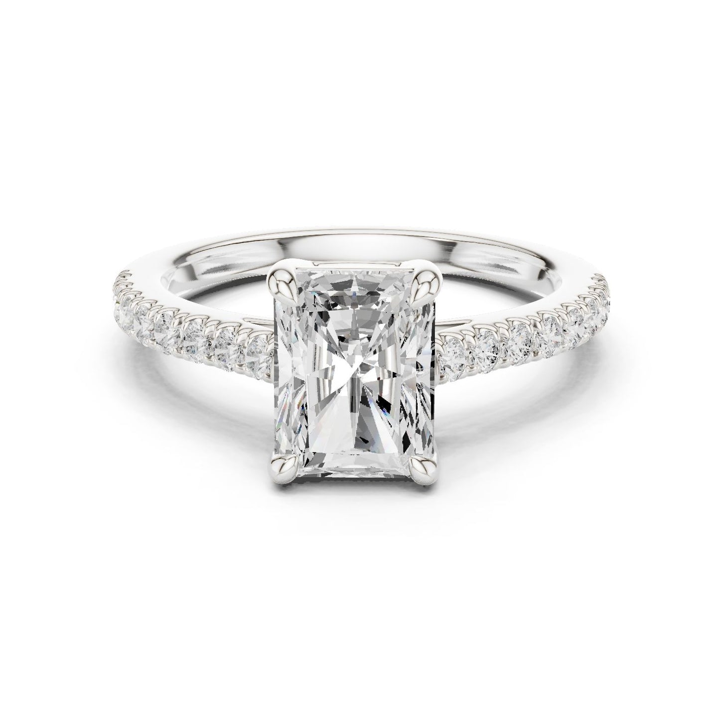 Emerald Lab Grown Diamond Pave Engagement Ring