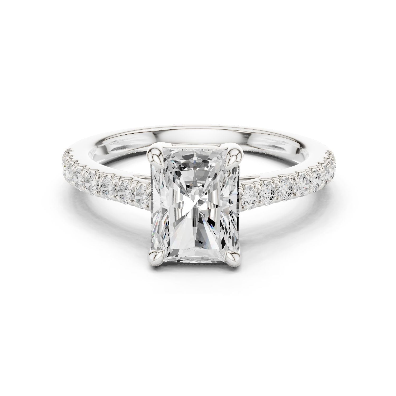 Emerald Lab Grown Diamond Pave Engagement Ring